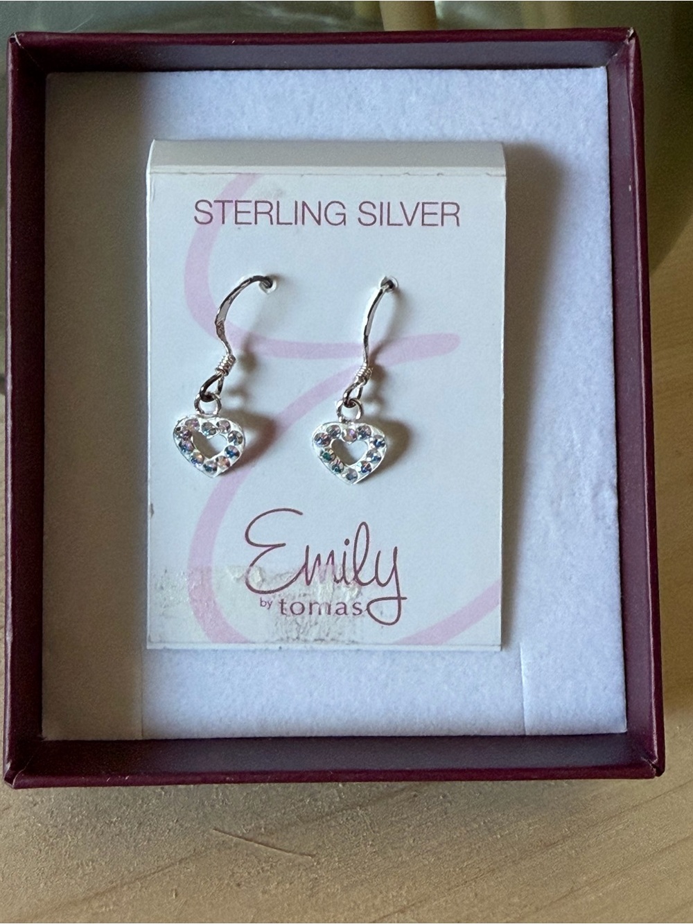 Nordstrom Sterling Silver Heart Drop Earrings - Silver with Clear Crystals